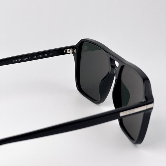 Prada PR20YS Sunglasses – Black Pilot Frame Green Polarized | Model 1AB03R - Picture 7 of 11